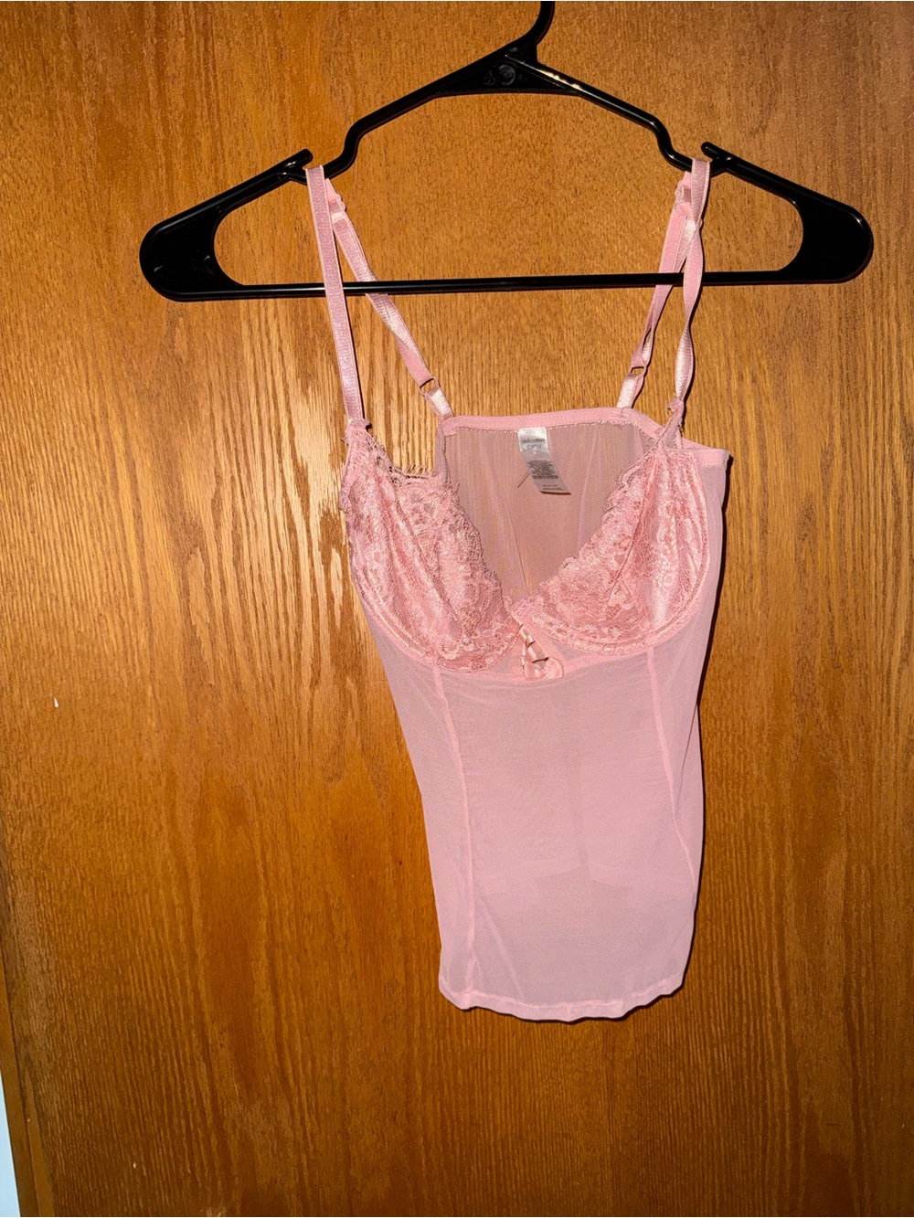 delicates Pink Lace Sheer Bodysuit Camisole